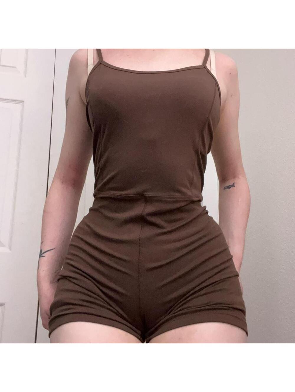fitted brown romper